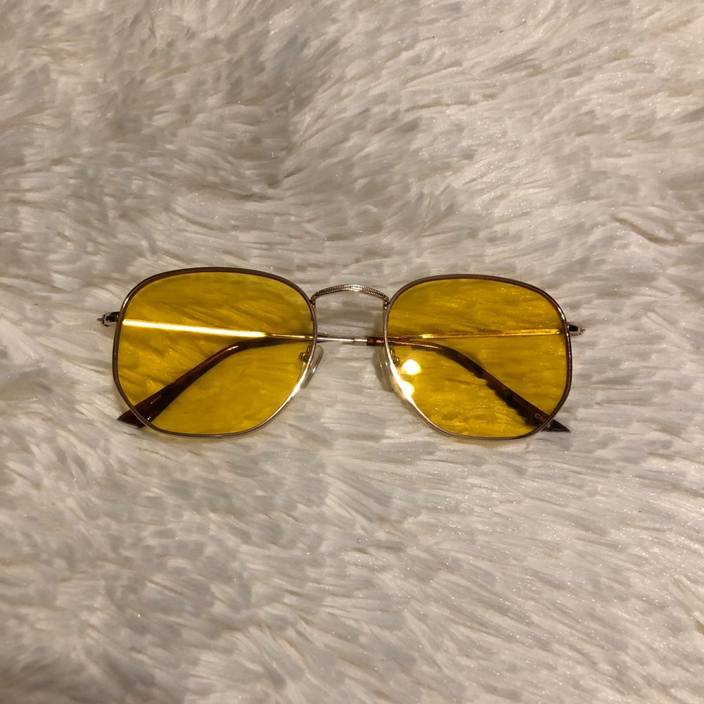 yellow tinted retro sunglasses